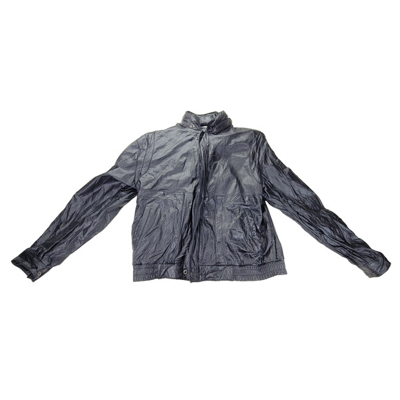 Vintage Nika Jacket Mens Sz 40 (Medium) Black Leather Gorpcore Biker Hooded Coat - Picture 1 of 16